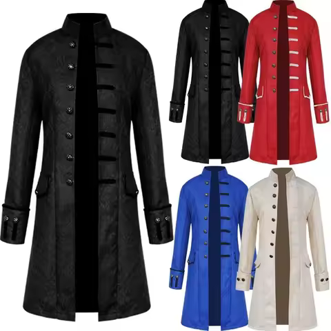 18th Century British Men Cosplay Costume French England Prince Military Jacket Victorian Rococo Coat