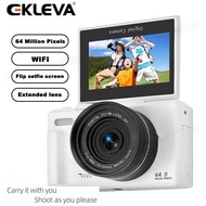 EKLEVA กล้องถ่ายรูปดิจิตอล64MP 4K WIFI เว็บกล้องถ่ายวิดีโอ Vlog วินเทจเครื่องบันทึกวีดีโอ YouTube 18X ดิจิตอลซูมกล้อง3 "ฝาพับหน้าจอ