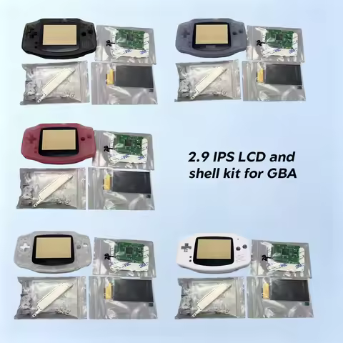 GBA IPS LCD No Cut Shell Required Easy To Install 2.9 "IPS High Brightness LCD and Shell Kit for Gam
