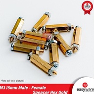 Spacer M3 15mm Spacer Gold Hex 1.5cm Male to Female with Screw and Nut easywa53 Come on, Buy