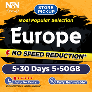 Europe SIM Card Ultra 5-30 Days 5-50GB 5G/4G Data | Store Pickup | High Speed Europe Travel Data SIM Card