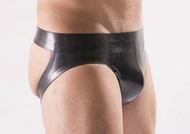 Sexy 0.4MM Men Latex Panties Rubber Jockstrap Briefs Style Front 3D Pouch Plain