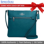 Coach Handbag In Gift Box Crossbody Bag Rowan File Bag Deep Turquoise # C1556