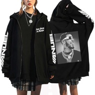 Rapper Anuel AA Zipper Hoodies Punk Metal Music Printed Sweatshirts Real Hasta La Muerte Fleece Jack