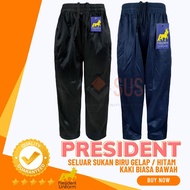 Seluar Sukan HITAM / BIRU GELAP Kaki Biasa ( Kain Tebal ) BLACK BLUE President - PSS03 / PSS04 / Baj