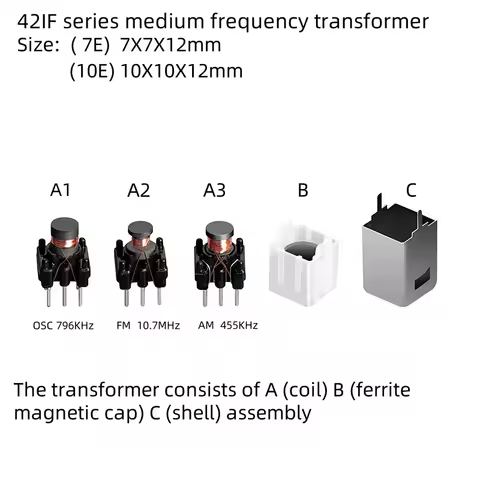 Radio 42IF Series Medium Frequency Transformer Oscillation Coil 796KHz FM 10.7MHz AM 455KHZ