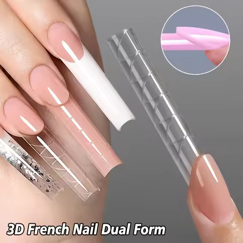 150Pcs 3D French Nail Dual Form Set 15Sizes Magic Caps Extension Nail Form for Manicure Gel Molds DI