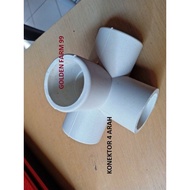 Konektor pipa 4 arah atau cabang ukuran 1 inch warna putih