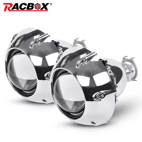 RACBOX 2Pcs 2.5 Inch Universal Bi Xenon HID Projector Lens For GTl Silver Shrouds H4 H7 Motorcycle C