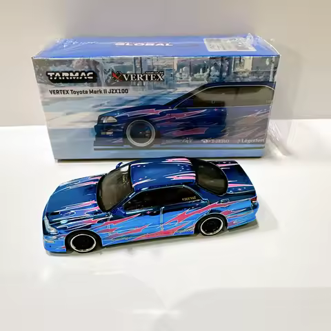 Tarmac Works *CHASE* 1:64 VERTEX Toyota Mark II JZX100 Blue Metallic Diecast Car Model Collection To