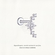 Nora Ana Star Garland Threaded Stud Flatback Earring Titanium ASTM-F136 Surgical Implant Grade