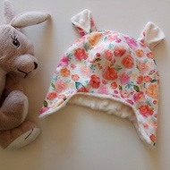 【5日內出貨】遮耳熊帽:水彩花 彌月禮 寶寶飛行帽 嬰兒帽 保