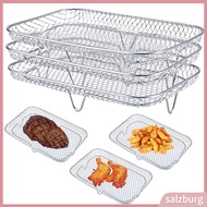   3Pcs Air Fryers Rack Non-stick Easy to Clean Stackable Convenient Storage Multi Layers Baking Stainless Steel Heat Resistant Air Fryers Basket Kitchen Tools for Ninja F