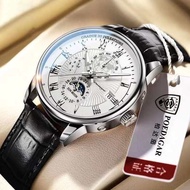 jam tangan lelaki original 100% jam tangan lelaki Mark Warfield Swiss Authentic Automatik Sepenuhnya Jam Tangan Pelajar Jam Tangan Kulit Lelaki Tarikh Bercahaya Kalis Air