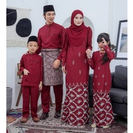 〔 SEDONDON WARNA MAROON 〕 Set Family Baju Kurung Moden Sofea + Baju Melayu