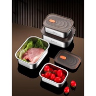 德國304不銹鋼冰箱收納盒保鮮盒食品級飯盒野餐水果便當專用密封