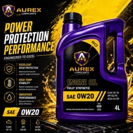 AUREX 0W20 (4 Liter) Fully Synthetic Engine Oil API SQ GF-7A -Proton, Perodua, Honda, Nissan, Toyota