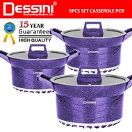 DESSINI ITALY GSB-6-S 6 PCS 20CM 24CM 28CM Die Cast Aluminium Non Stick Casserole Pot Bowl Deep Fry Pan Cookware PERIUK