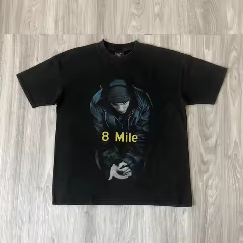SAINT OF MICHAEL Eminem 8 Mile Streetwear Character Graphics Printed Tees Vintage Clothing Loose Cas