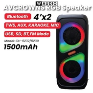 Avcrowns CH-9230 Wireless 4x2 inch Speaker Box Super Bass With RGB Light Bluetooth USB Karaoke Radio With Super Bass