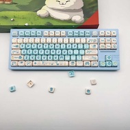 Blueberry Party Keycap PBT Heat Sublimation MOA Round Cute Purple Rabbit Compatible 68/75/87/98/108
