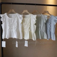 Babydoll shirt Sleeveless Super pretty shoulder ruffles, lady's design shirt AK205 - Gianhinhii