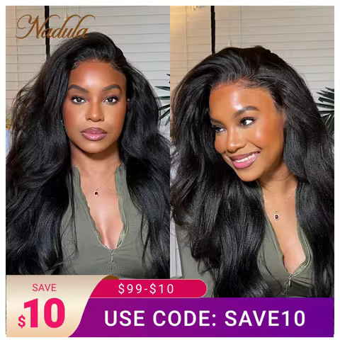 Nadula Yaki Straight 7x5 Bye-Bye Knots Put and Go Drawstring Glueless Lace Wig Pre Bleached Knots Pr