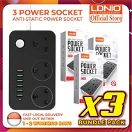🔥Bundle of 3🔥 LDNIO SK3662 Power Socket with UK 3 Pin + 6 USB Charger 5V 3.4A Surge Protector 2 Mete