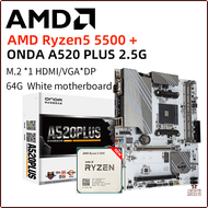[eijia] AMD R5 5500 CPU +ONDA A520-PLUS 2.5G Socket AM4 white Motherboard DDR4 64GB PCI-E 3.0 M.2 De