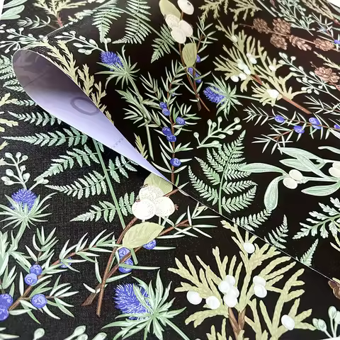 Self Adhesive Wallpaper with Retro and Lush Green Leaves Ready To Use Background Wall Room Restauran