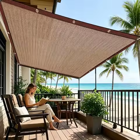 Durable Brown UV Protection Canopy - Outdoor Sun Shade Net - 1PC 3M x 4M Brown Outdoor Sun, Picnics,
