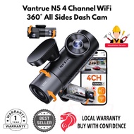 Vantrue N5 4 Channel WiFi 360° Dash Cam, STARVIS 2, Front Rear Inside Dashcam, Voice Control,GPS,Par