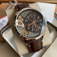 (Real Photo)Fossil Men's Towns Man Multifunction Automatic Brown Leather Watch Jam Tangan Lelaki"