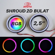 AYOTO LED 2D 3D 2.5 inch shroud round RGB bluetooth APP control 12V for motorcycle scooter