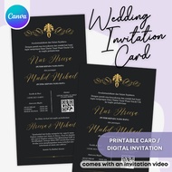 Wedding Invitation Card Template | Canva | Kad Jemputan Kahwin | Photo & Video | WI003