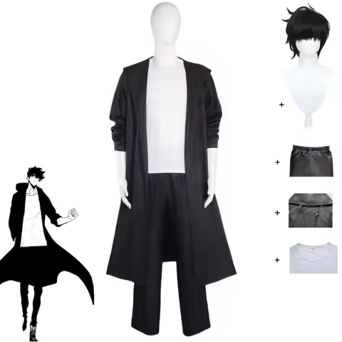 Anime Solo Leveling Season 2 Jin Woo Sung Cosplay Costume Chugong H-goon Black Trench Coat T-shirt W