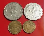 ❤️1985年香港女王冠頭硬幣 只此一套/伍元(5元)、貳元(2元)、貳毫(2毫)、壹毫(1毫)