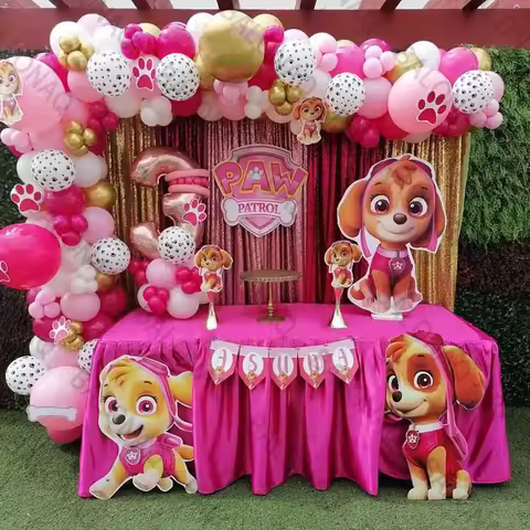 114pcs PAW Patrol Foil Balloons Digital Pink Number Balloons PAW Patrol Birthday Baby Shower Party D