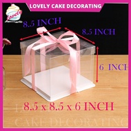 Wedding  Cake Box 8 x 8  X6 inch Heighten Transparent cake box birthday gift box packaging White Base 5.0