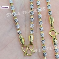 สร้อยคอเงินแท้ 92.5% Italy ชุบ2กษัตริย์ (WG+G) ลายถังSS 3mm.