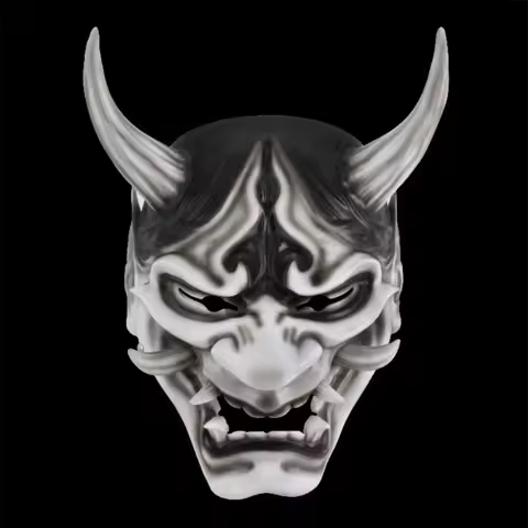 Halloween Horror Prajna Mask Japanese Cosplay Oni Samurai Mascara Masquerade Resin Mascara Wall-moun