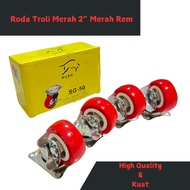 2 inch Caster Wheels with Brakes RED PVC Wheels 2" Caster Trolley Wheels