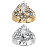 HLS Women Marquise Cut Cubic Zirconia Engagement Anniversary Finger Ring Jewelry