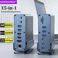 15 In 1 Usb C Docking Station Hdmi Dp 4k Hd Vertical Usb C Hub With Triple Monitor,rj45 1000m,usb 3.