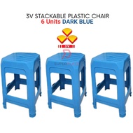 6 Units Dark Blue 3V Stackable Plastic Stool Plastic Chair Plastic Bench Guest Stool