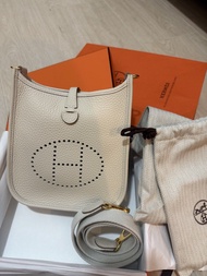 Hermes mini Evelyne craie 奶白 金扣 gold brand new 全新full set