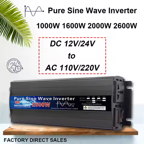 Pure Sine Wave Inverter 12V 24V 110V 220V 1000w 2000w 2600w Inversor 12V 48V to 220V Power Solar Inv