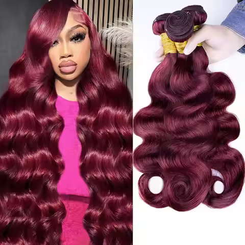 99J Human Hair Bundles Wine Red Bundles Burgundy Body Wave Human Hair Bundles Brazilian Unprocessed 