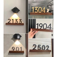 Solid wood retro light hollowed out new home decoration Hdb Unit Unit Number Signage Door Unit Numbe