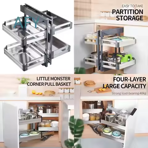 Stainless Steel Drawer Basket for Kitchen Cabinets Pull Out Organizer Storage Rack for Accessories f